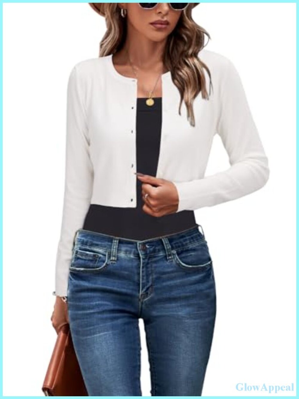 Cropped Cardigan Sweaters for Women 2026 Crew Neck Button Down Open Front Knit